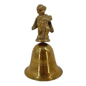 Vintage Brass Angel Cherub Hand Bell Holiday Decor